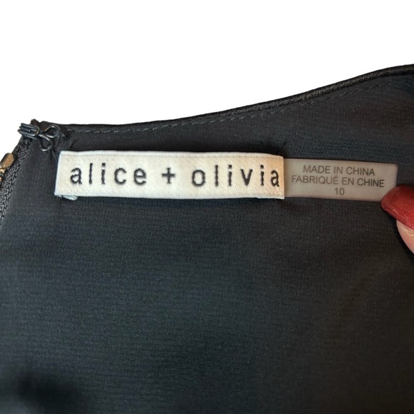 Alice + Olivia Black Sleeveless Scoop Neck Drop Waist Mini Skater Dress Sz.10 - Picture 10 of 14